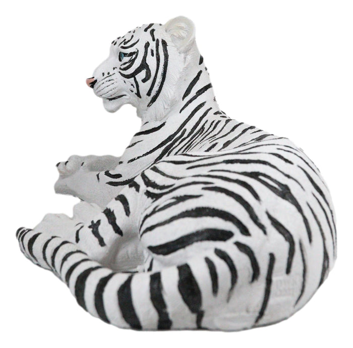 Large Siberian Ghost White Tiger Resting 15.5" Long Statue Home Garden Decor