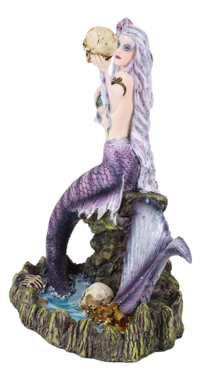 Large Sirens Of The Seas Necromancer Gothic Mermaid Holding A Skull Figurine