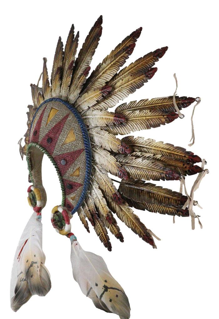 Large Southwest Indian Tribal Chief Headdress War Bonnet W/ Feathers Wall Decor
