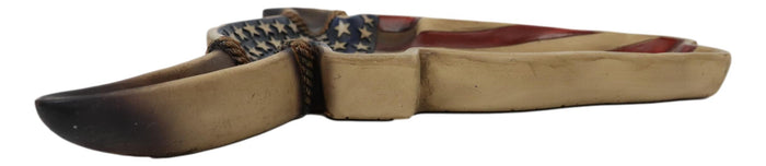 Large Western Rustic Patriotic US Stars Stripes Flag Cow Skull Jewelry Dish Tray