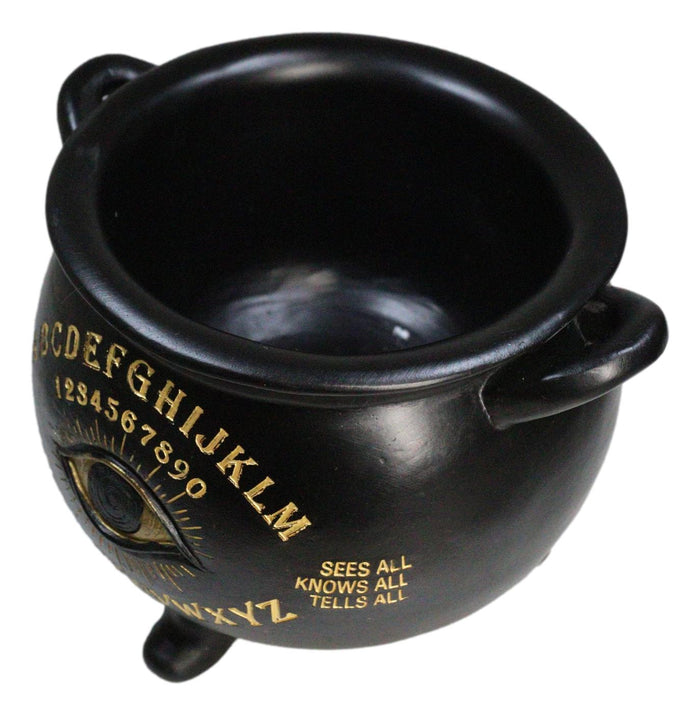 Large Wicca Witchcraft Black Magic Spirit Board Evil Eye Cauldron Pot 8.25"L