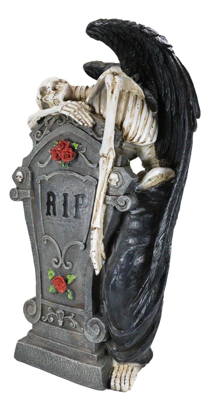 Large Winged Death Angel Grim Reaper Skeleton By Graveyard Tombstone Figurine