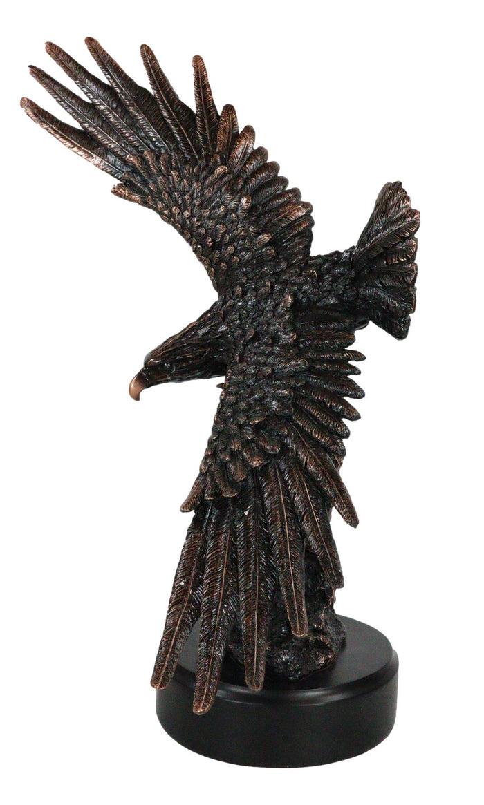Large Wings Of Glory Bald Eagle Diving Towards Mountain Statue With Base 17"H