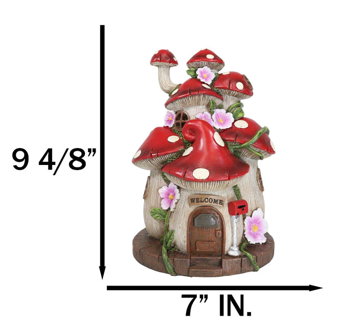 LED Light Up Enchanted Fairy Garden Toadstool Mushrooms Cottage House Figurine