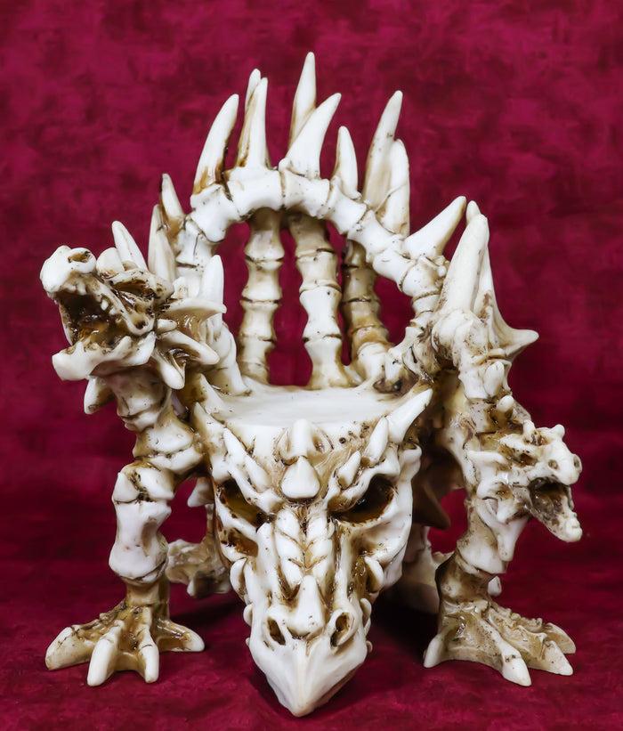 Legendary Arthurian Merlin Dragon Skulls Bones Skeletons Throne Chair Figurine