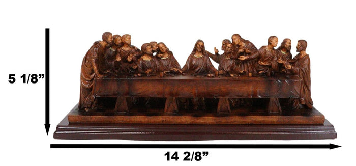 Leonardo Da Vinci The Last Supper Jesus And Disciples Faux Wooden Figurine 14"L