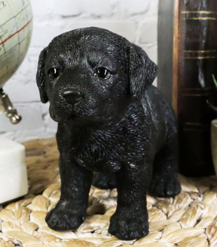 Lifelike Adorable Black Labrador Retriever Puppy Dog Statue 5"H Memorial Pet Pal