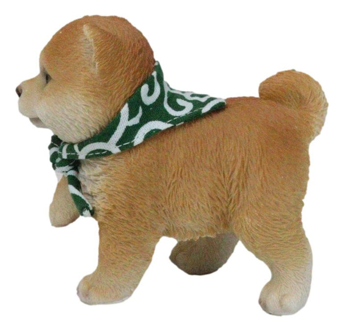 Lifelike Adorable Playful Japanese Shiba Inu Puppy Dog With Scarf Mini Figurine