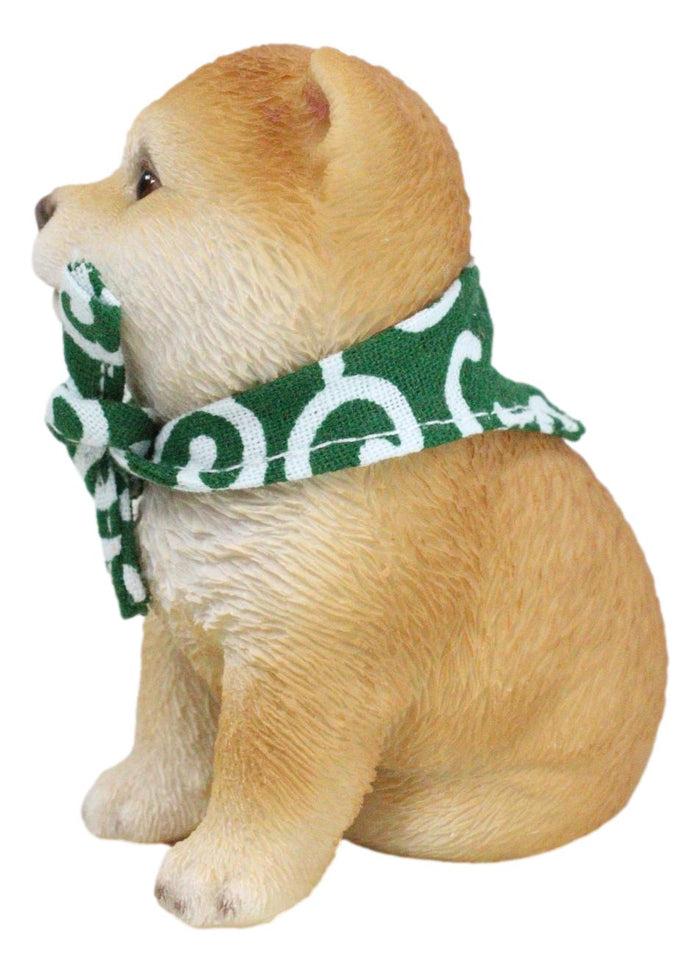 Lifelike Adorable Sitting Japanese Shiba Inu Puppy Dog With Scarf Mini Figurine