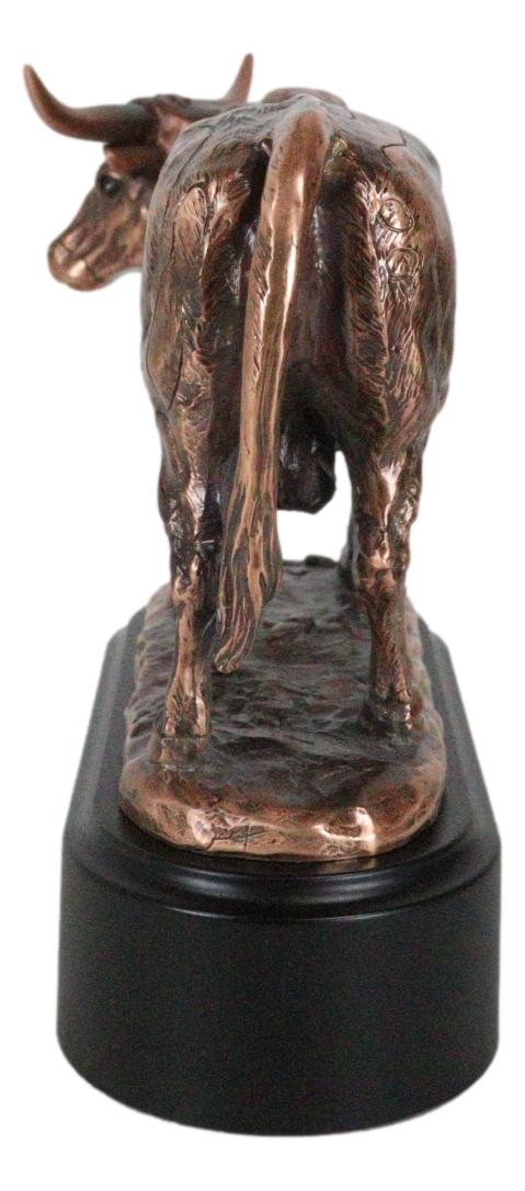 Lifelike North American Texas Longhorn Cow Steer Bull Bronzed Resin Figurine
