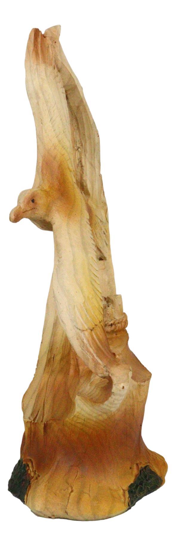 Lifelike Patriotic American Bald Eagle With Eaglets In Nest Faux Wood Figurine