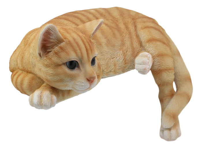 Lifelike Perching Orange Tabby Cat Shelf Sitter Statue 13.25"L Decor Cats Kitten
