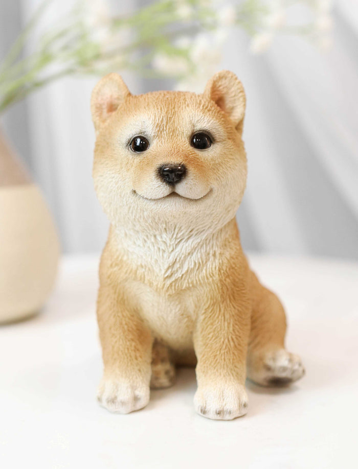 Lifelike Realistic Japanese Shiba Inu Puppy Dog Figurine With Glass Eyes 5"H Lifelike Realistic Japanese Shiba Inu Puppy Dog Figurine With Glass Eyes 5"H