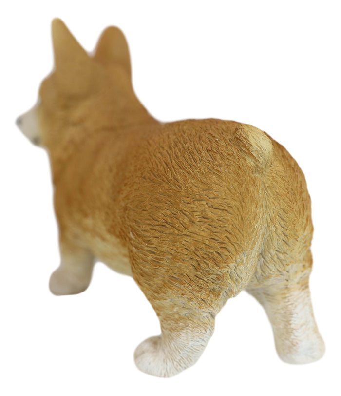 Lifelike Realistic Pembroke Welsh Corgi Puppy Dog Figurine With Glass Eyes 4.5"H
