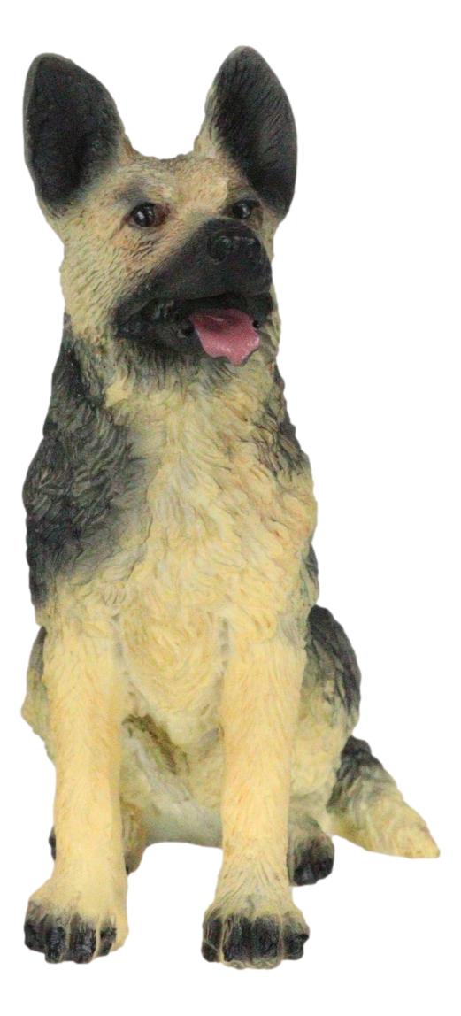 Lifelike Realistic Sitting Canine German Shepherd Police Dog Miniature Figurine