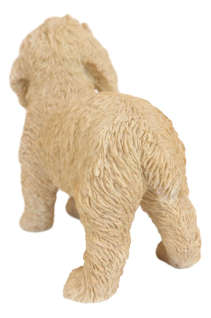 Lifelike Realistic Smiling Labradoodle Puppy Dog Figurine With Glass Eyes 5.5"H