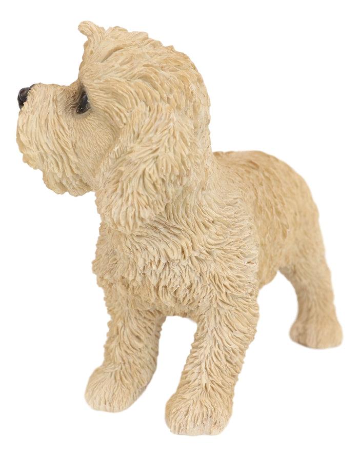 Lifelike Realistic Smiling Labradoodle Puppy Dog Figurine With Glass Eyes 5.5"H