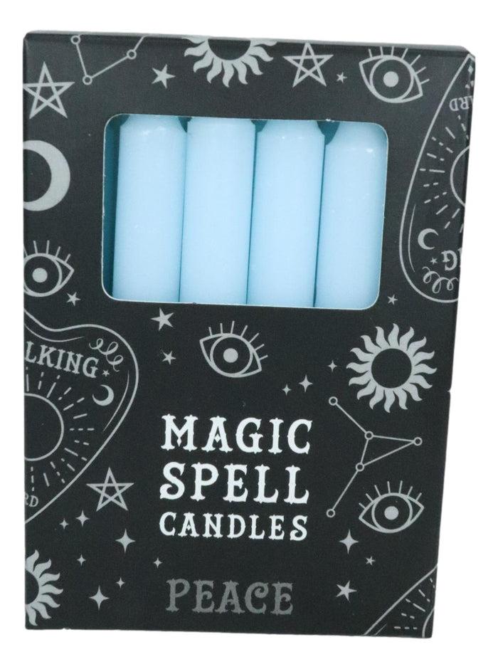 Light Blue Peace Protection Pack Of 12 Wicca Occult Witch Spell Chime Candles