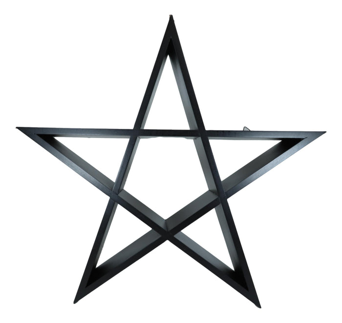 Light Duty Black Sacred Pentagram Star Wicca Wall Floating MDF Wood Shelf Decor