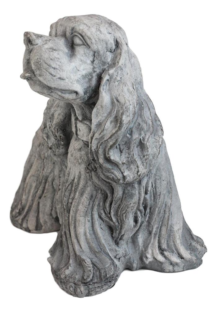 Long Haired Cavalier King Charles Spaniel Dog Faux Stone MGO Garden Statue 14"L