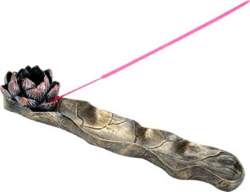 Lotus Flower Stick Incense Holder Burner Buddha Meditation Fengshui 10" Long
