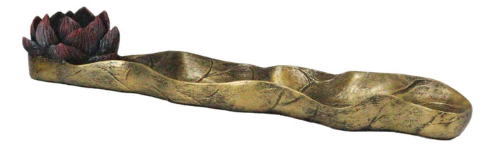 Lotus Flower Stick Incense Holder Burner Buddha Meditation Fengshui 10" Long