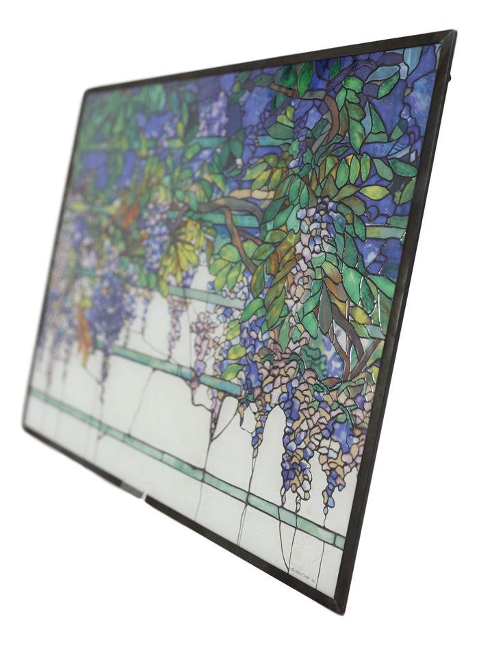 Louis Comfort Tiffany Wisteria Blossoms Stained Glass Wall Or Desktop Plaque
