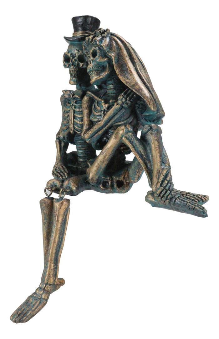 Love Never Dies Skeleton Couple Bride And Groom Sitting Shelf Sitter Figurine