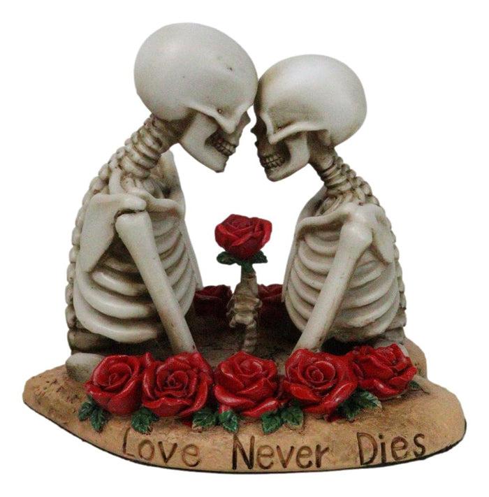Love Never Dies Skeleton Couple Holding A Stalk of Rose Figurine Cake Topper Love Never Dies Skeleton Couple Holding A Stalk of Rose Figurine Cake Topper