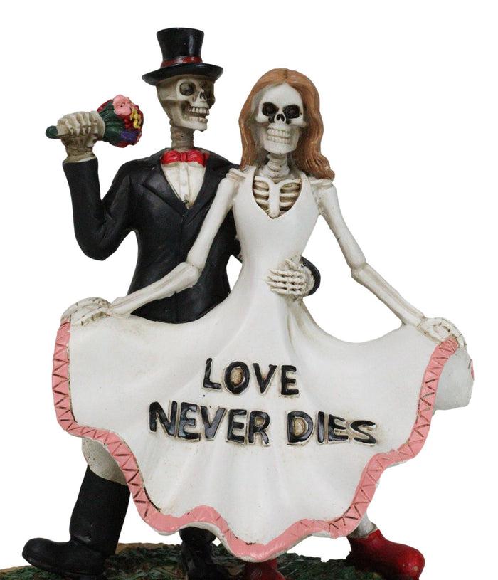 Love Never Dies Skeleton Couple With Flower Bouquet At Prom Night Figurine Love Never Dies Skeleton Couple With Flower Bouquet At Prom Night Figurine