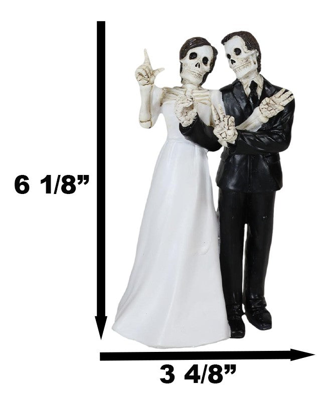 Love Never Dies Skeleton Wedding Couple Bride And Groom Love Hand Sign Figurine