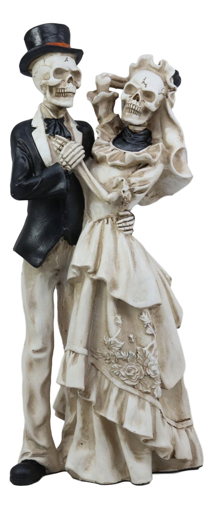 Love Never Dies Wedding Bride And Groom Skeleton Couple In Dancing Pose Figurine