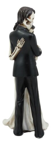 Love Never Dies Wedding Bride And Groom Skeleton Embracing Cake Topper Statue