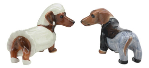 Lovely Wedding Bride And Groom Doxies Dachshunds Salt And Pepper Shaker Set