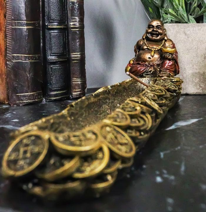Lucky Buddha Hotei Holding Gold Ingot And Wine Gourd Incense Holder Figurine Lucky Buddha Hotei Holding Gold Ingot And Wine Gourd Incense Holder Figurine