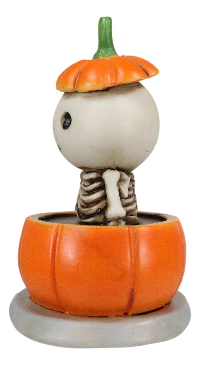 Lucky The Skeleton Jack O Lantern Bathing In Chocolate Soup Pumpkin Figurine