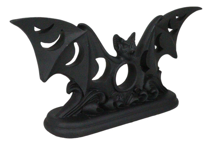 Lunaeca Gothic Lunar Moon Phases Cutout Winged Vampire Bat Votive Candle Holder