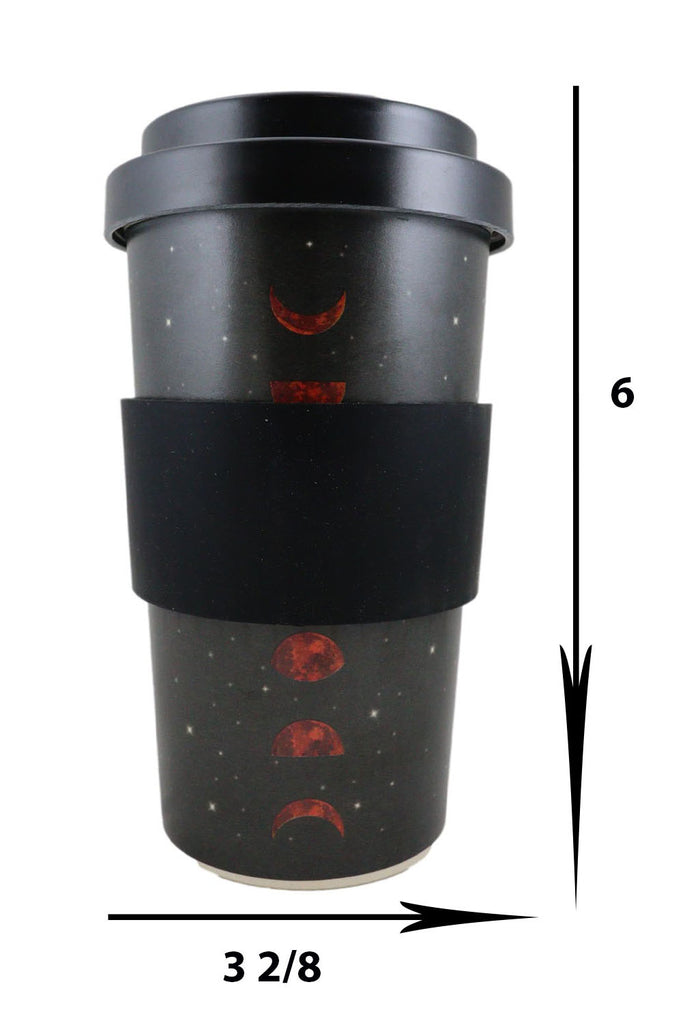 Lunar Moon Phases With Night Stars Reusable Travel Mug Cup W/ Lid And Sleeve