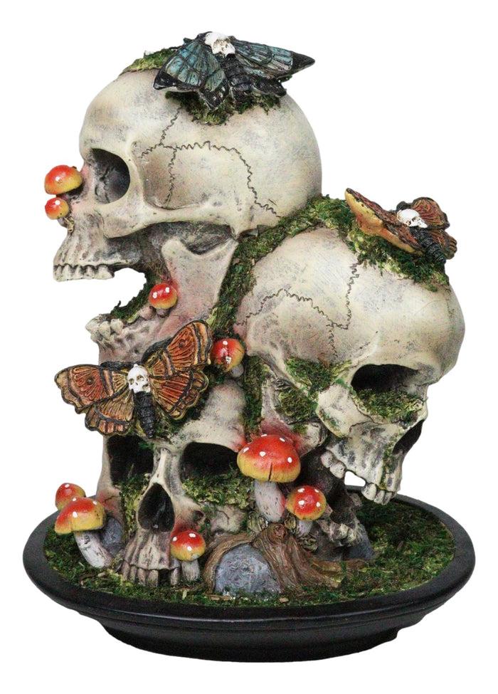 Macabre Death Moths Toadstool Mushrooms and Moss Fungi Trio Skulls Figurine Macabre Death Moths Toadstool Mushrooms and Moss Fungi Trio Skulls Figurine
