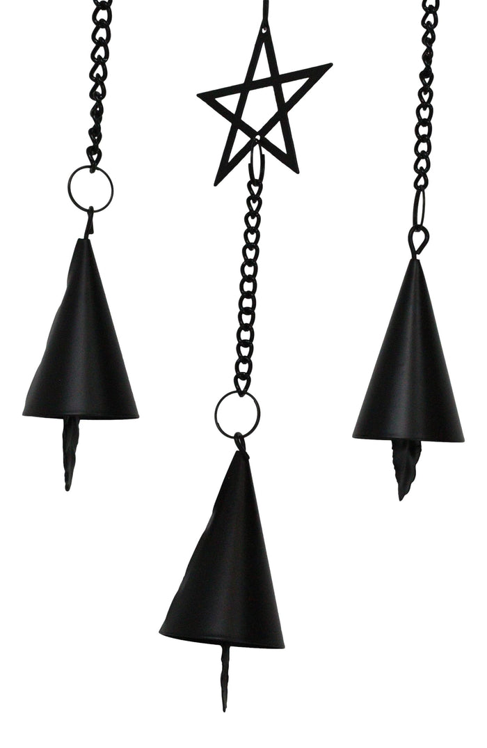 Macabre Death's Head Skull Black Moth Pentagram Wall Hanging Decoration Chime