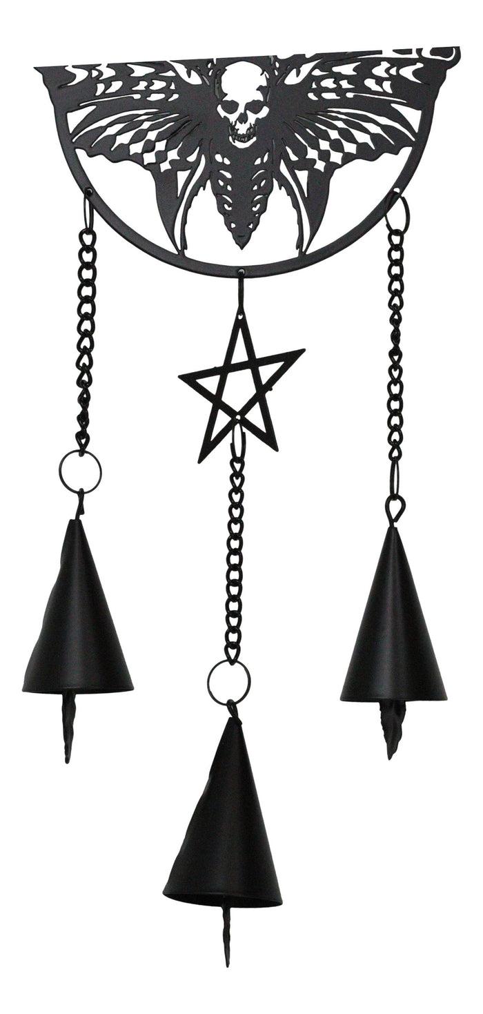 Macabre Death's Head Skull Black Moth Pentagram Wall Hanging Decoration Chime