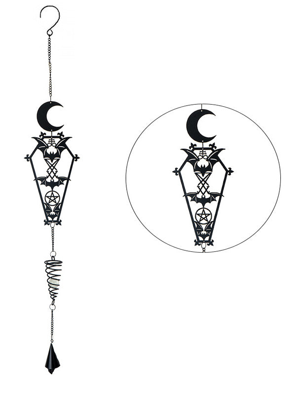 Macabre From The Crypt Vampire Coffin Moon Bats Spiral Wall Hanging Decoration