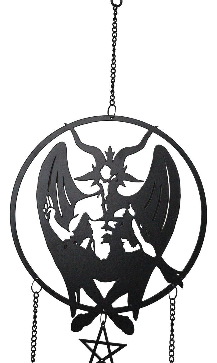 Macabre Wicca Sabbatic Goat Baphomet Pentagram Wall Hanging Decoration Chime