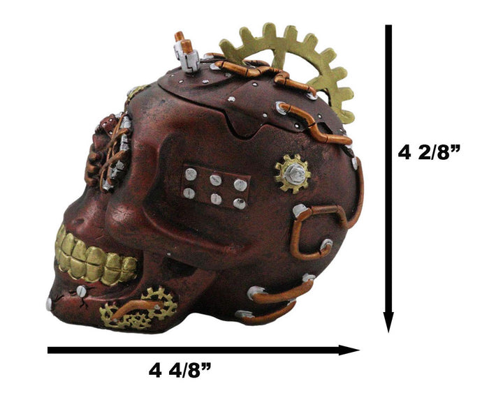 Mad Max Style Steampunk Cool Punk Gearwork Rock Skull Jewelry Box Figurine
