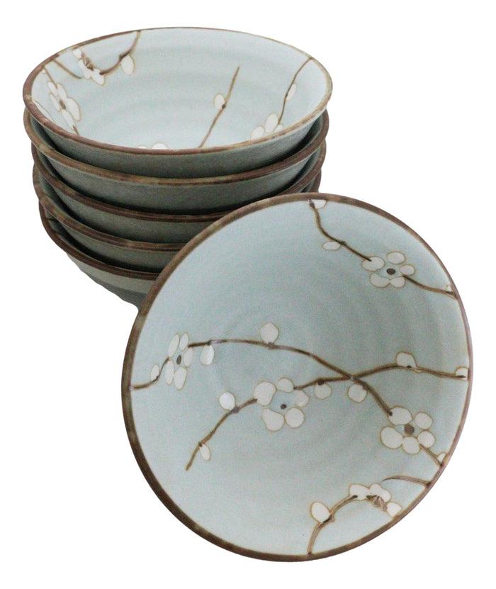 Made In Japan Ceramic Soushun Sakura Cherry Blossoms Rice Soup Bowls Set 12oz