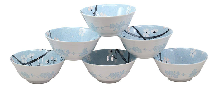 Made In Japan Cherry Blossoms Soup Rice Pasta Salad Cereal Bowls 6"D 16oz Set 6