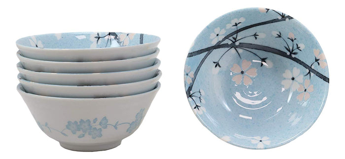 Made In Japan Cherry Blossoms Soup Rice Pasta Salad Cereal Bowls 6"D 16oz Set 6