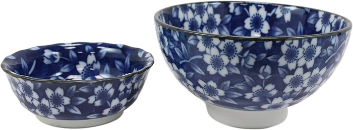 Made In Japan Floral Blossom Blue Motif Ceramic Sushi Dinnerware 8pc Set For Two
