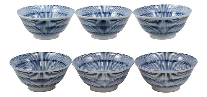 Made In Japan Seamless Stripes Soup Rice Pasta Salad Cereal Bowls 6"D 16oz Set 6