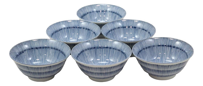 Made In Japan Seamless Stripes Soup Rice Pasta Salad Cereal Bowls 6"D 16oz Set 6